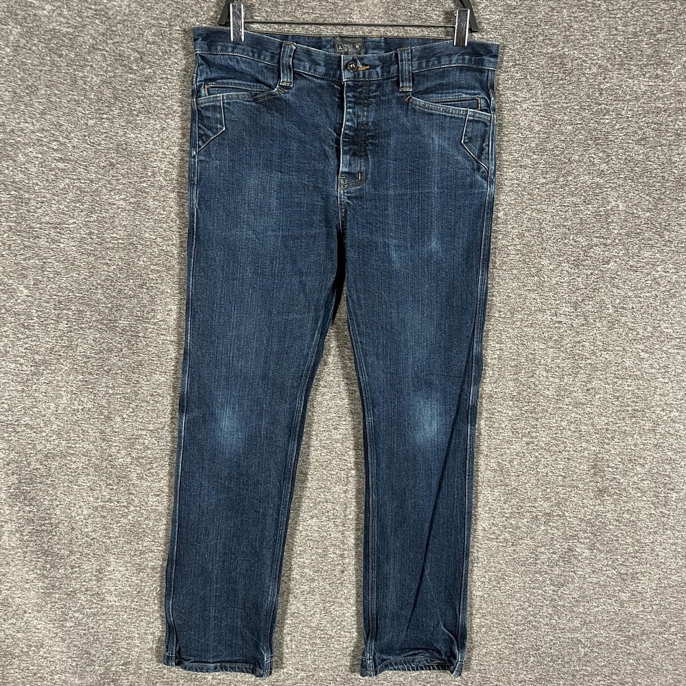 Triple Aught Design Jeans Mens 34x30 Blue Slim Straight Stretch Denim Made USA